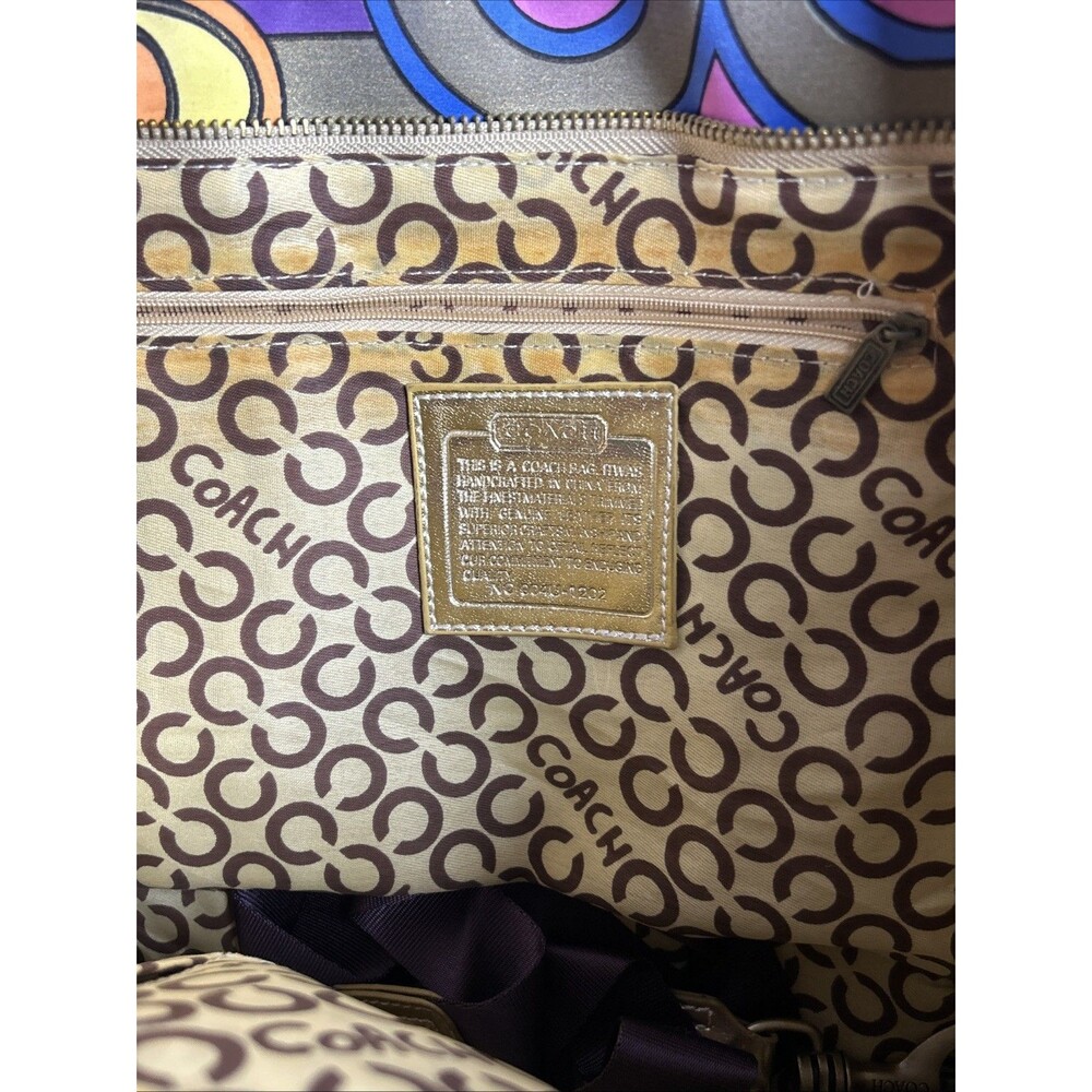 Coach Y2K Poppy Bag Multi-Colored Purse Shoulder Handbag Signature Canvas Used - Picture 6 of 9